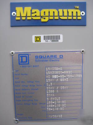 Square d magnum 15 kv mg dse-65-750-1200 amp a 15MGSB-4