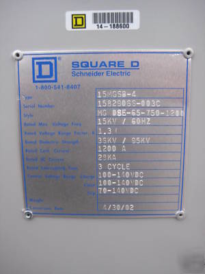 Square d magnum 15 kv mg dse-65-750-1200 amp a 15MGSB-4