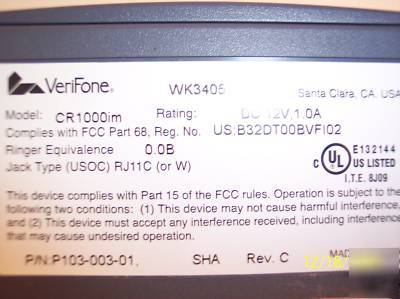 Verifone cr 1000I check reader / imagers w/power supply