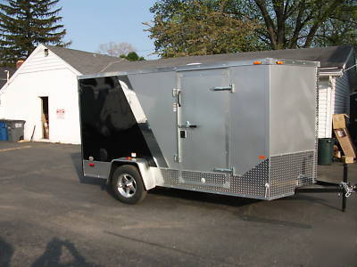 New 2010 6X12 v-nose enclosed motorcycle trailer loaded