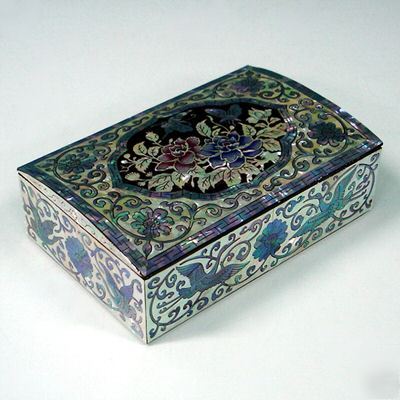 mother of pearl wooden business card holder case box 