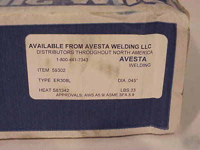 Avesta stainless steel mig wire 33 lb spool .045 ER308L
