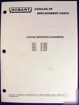 Hobart cb & cw coffee brewers & warmers parts catalog