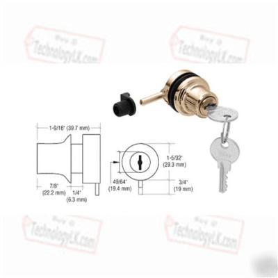 Brass plated through glass plunger lock keyed alike