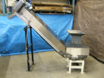 Dorner elevator conveyor - w/morfeed vibratory hopper