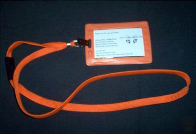 Lot of 10 bright safety orange lanyard & id holder set