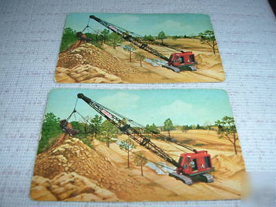 Lot of 2 link-belt playing cards,195O's shovel crane 