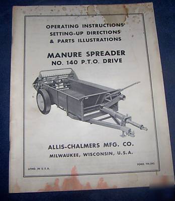 Parts & ops allis chalmers 140 pto manure spreader