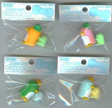 Yumenoaru dream penguin family eraser set, 4 packs of 2
