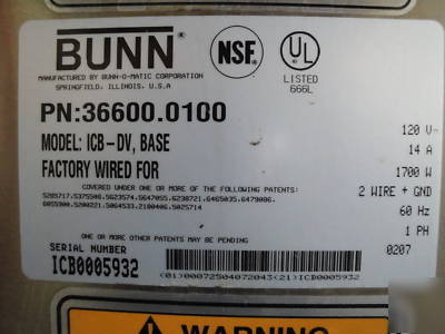  bunn icb-dv digital infusuion series coffee brewer 