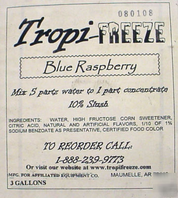Blue raspberry slush frozen drink mix 3 gallons