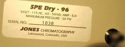 Jones chromatography spe dry 96 sample concentrator