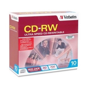 Verbatim 95174 -10PK cdrw 16X-24X 700MB 8