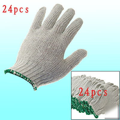White warm string winter work knitting gloves 12 pair
