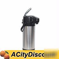 6EA 3 liter coffee airpot w black lever cap & s/s liner