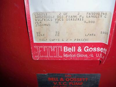 Itt bell gossett centrifugal pump, model vscs, 