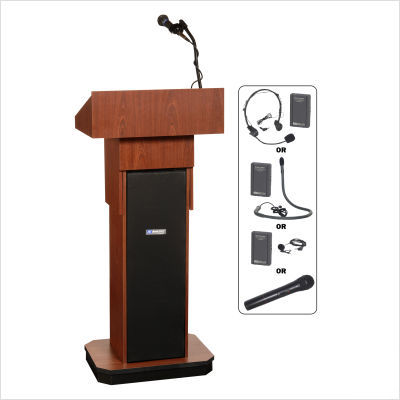 Wireless executive sound column lectern light oak