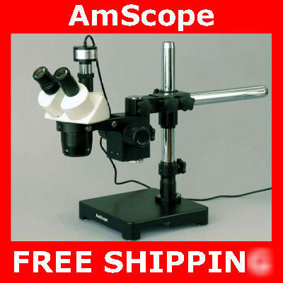 10X-20X-30X-60X stereo microscope boom mount + camera