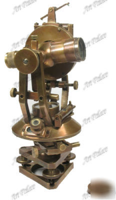Antique brass theodolite survey tool compass telescope