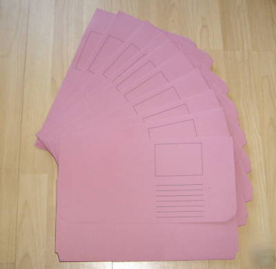 Pk 10 pink foolscap document wallets / folders