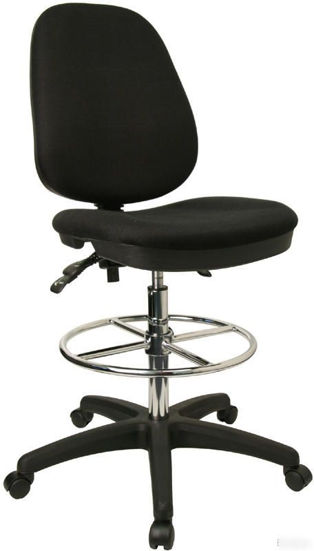 Black fabric triple paddle drafting desk stool chair