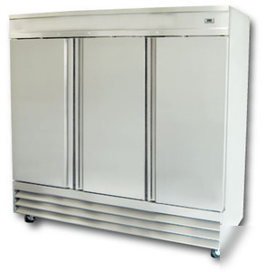 New 3 door reach in refrigerator, stainless steel, 