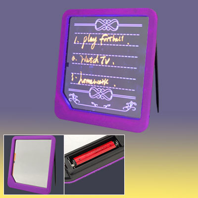 Purple rectangle menu message light-up writing board