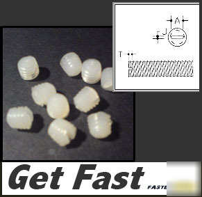 10 nylon plastic grub screws, slotted, M4 x 4MM long