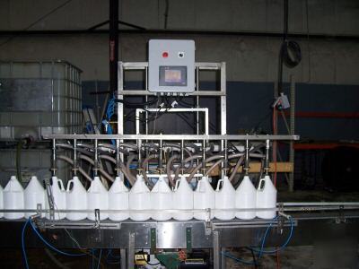 8 head overflow filler, inline bottling machine 