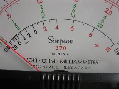 Simpson 270 series 4 volt ohm milliameter **sale**