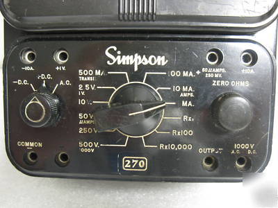 Simpson 270 series 4 volt ohm milliameter **sale**