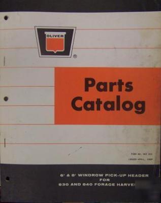Oliver 830,840 forage harvester header parts manual