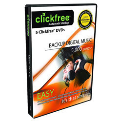 New - clickfree music auto backup 5 dvd pack 5000 songs