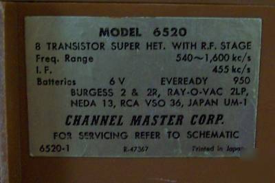 Vintage transistor radio channel master cordless
