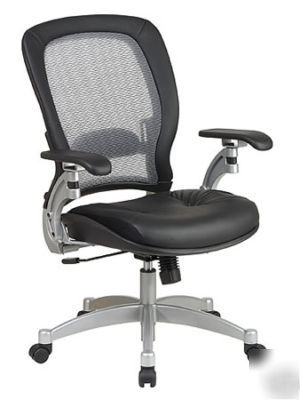 Air grid back black leather seat office executive chair