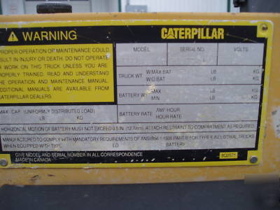 Caterpillar NPP40 electric pallet jack 565 hrs charger