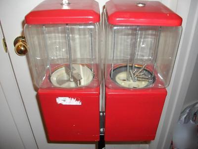 Double dual head gumball candy quarter vending machine