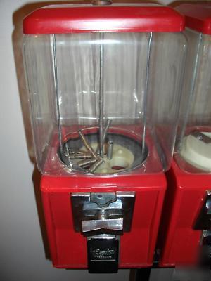 Double dual head gumball candy quarter vending machine