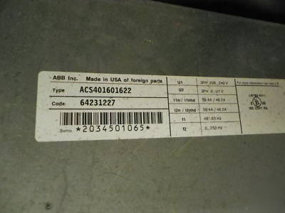 Wh 4 abb drives ACS410601622(X1) ACS501-015-2-00P2(X3)