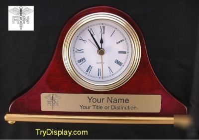 Registered nurses desk set clock piano finish rn gift