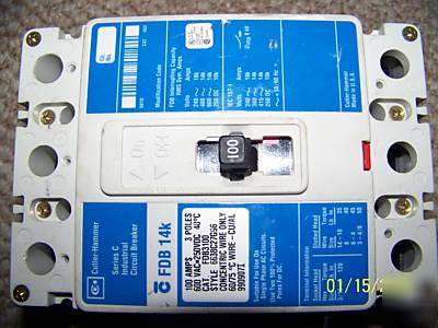 Cutler hammer FDB3100 100A 3P 600V circuit breaker fdb