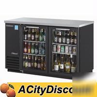 Turbo air 19 cuft black back bar cooler w 2 glass doors