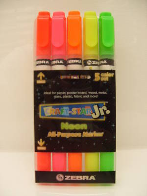 Zebra craft-star neon all-purpose paint marker, 5-pack