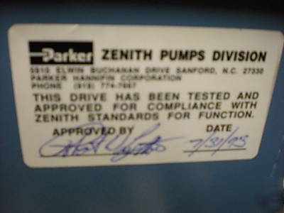 Zenith zedrive pump control 