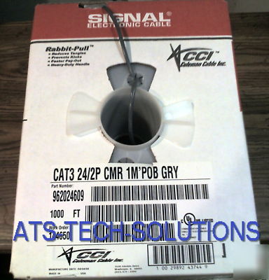 1000 ft telephone phone cable 2 pair 24 awg com-lan 3