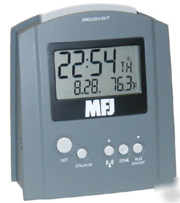 Mfj 132RC clock, atomic, 12/24 hr/sec/date/mon, lcd
