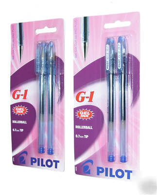 New pilot g-1 gel ink rollerball 0.7 tip blue x 2 packs 