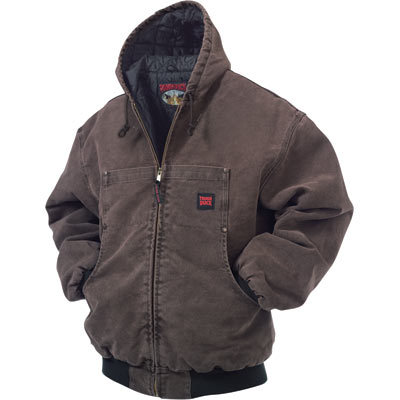 Tough duck washed hooded bomber - l, chestnut