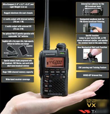 Yaesu vx-3R ultra-compact dual-band VX3R +spare battery