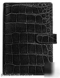 New filofax alligator leather personal organizer black 